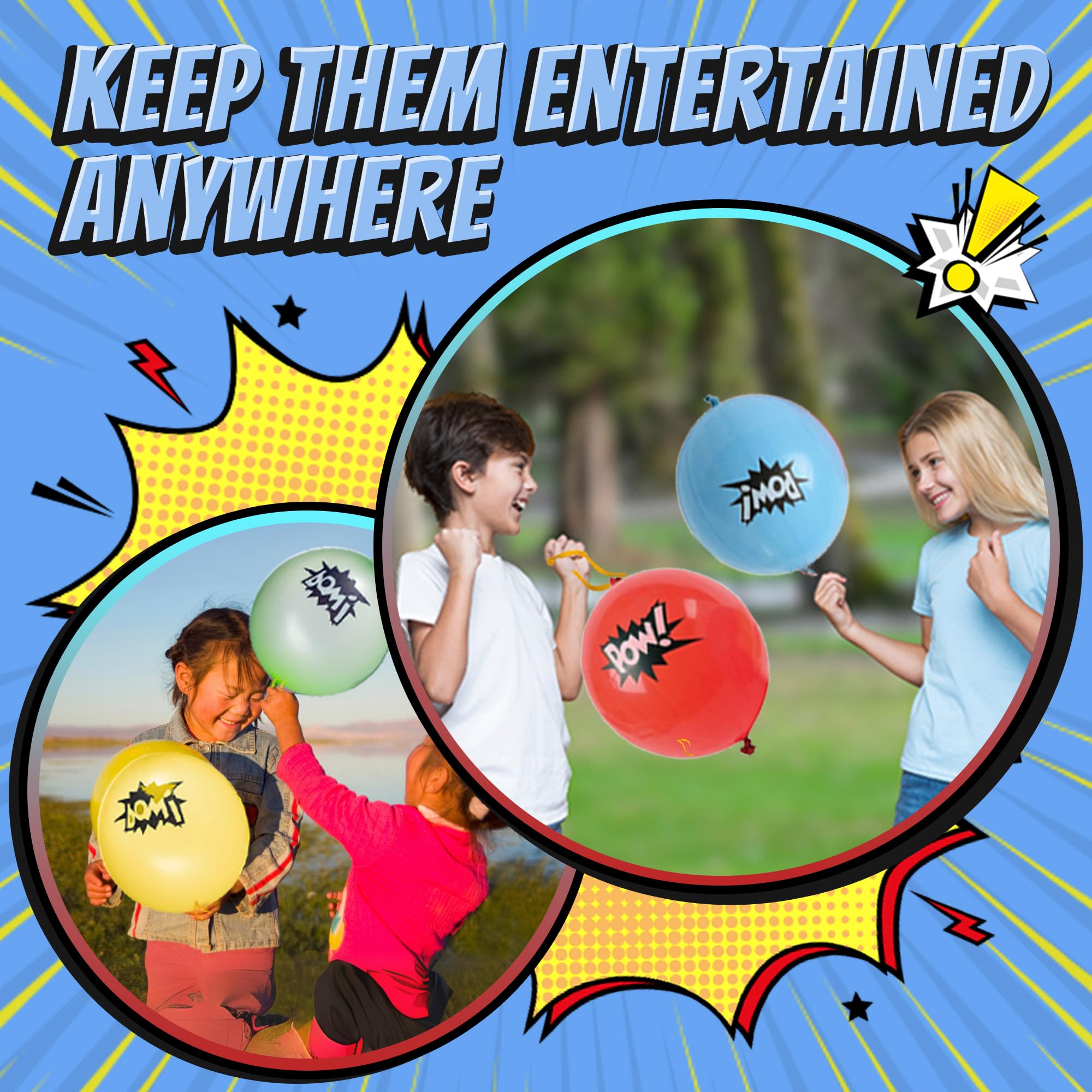 Superhero Punch Balloons - Pack of 24 Bulk, Large Punching Balloons for Kids, Inflatable Punch Balls for Carnival Prizes, Goodie Bag Stuffers for Kids, Superhero Theme Birthday Party Favors Toys